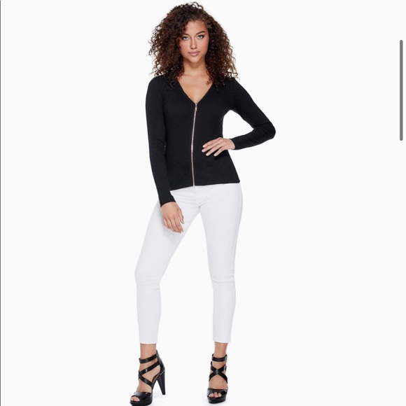 Guess Factory Red Duran Zip Front V-Neck Long Sleeve Shirt - Picture 8 of 8